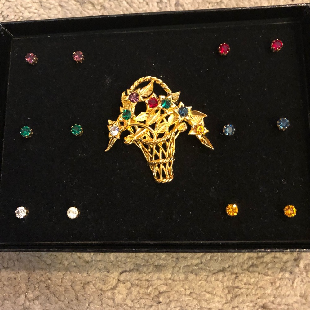 Joan Rivers “Dearest” Pin & Earring Set